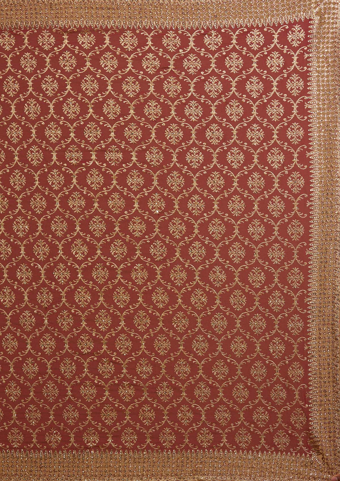 Maroon Zariwork Georgette Designer Saree - koskii