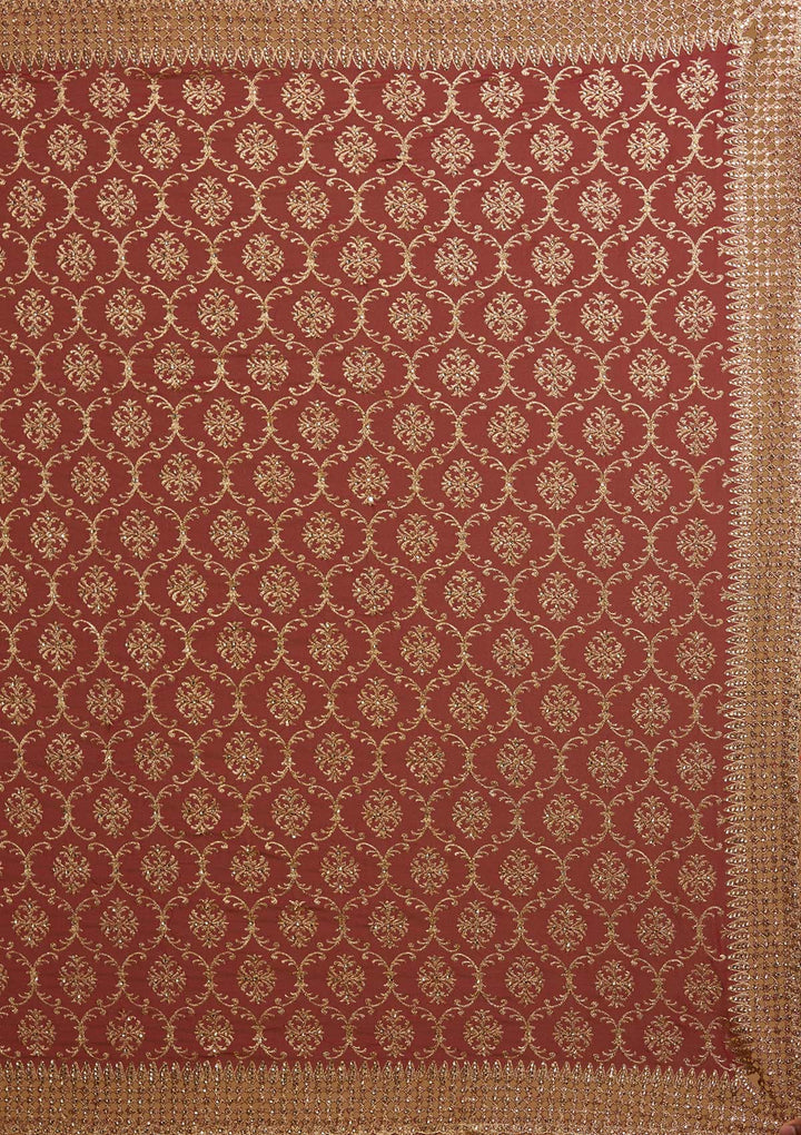 Maroon Zariwork Georgette Designer Saree - koskii