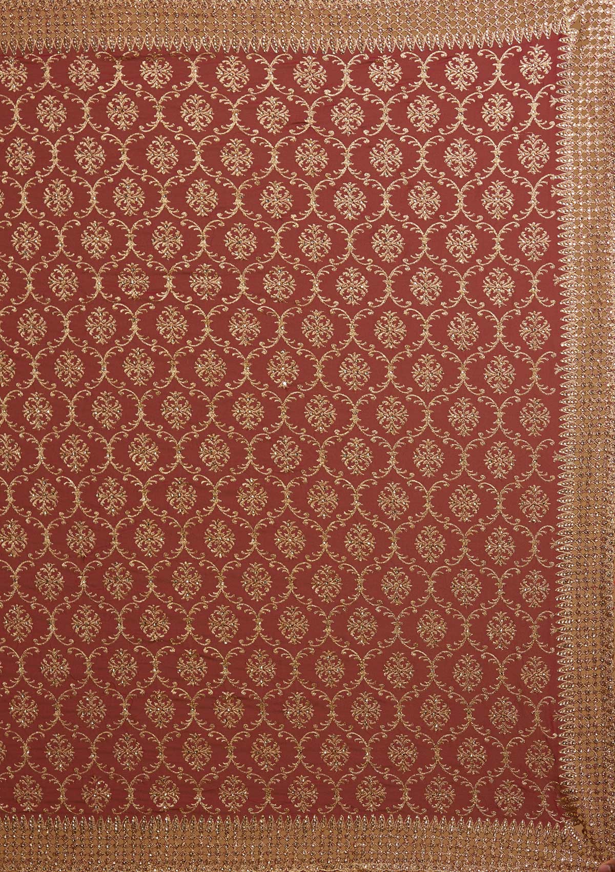 Maroon Zariwork Georgette Designer Saree - koskii
