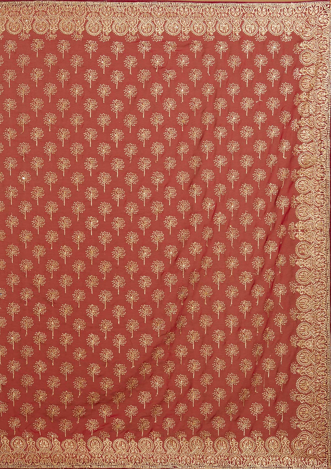 Maroon Zariwork Georgette Designer Saree - Koskii