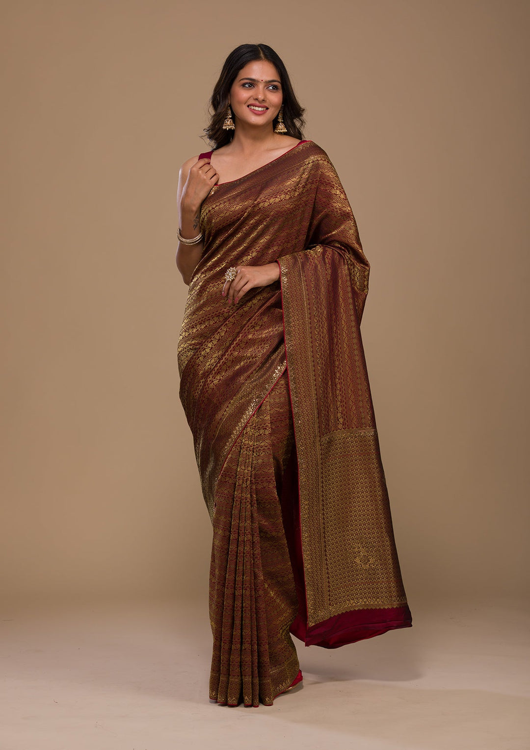 Maroon Zariwork Georgette Saree-Koskii