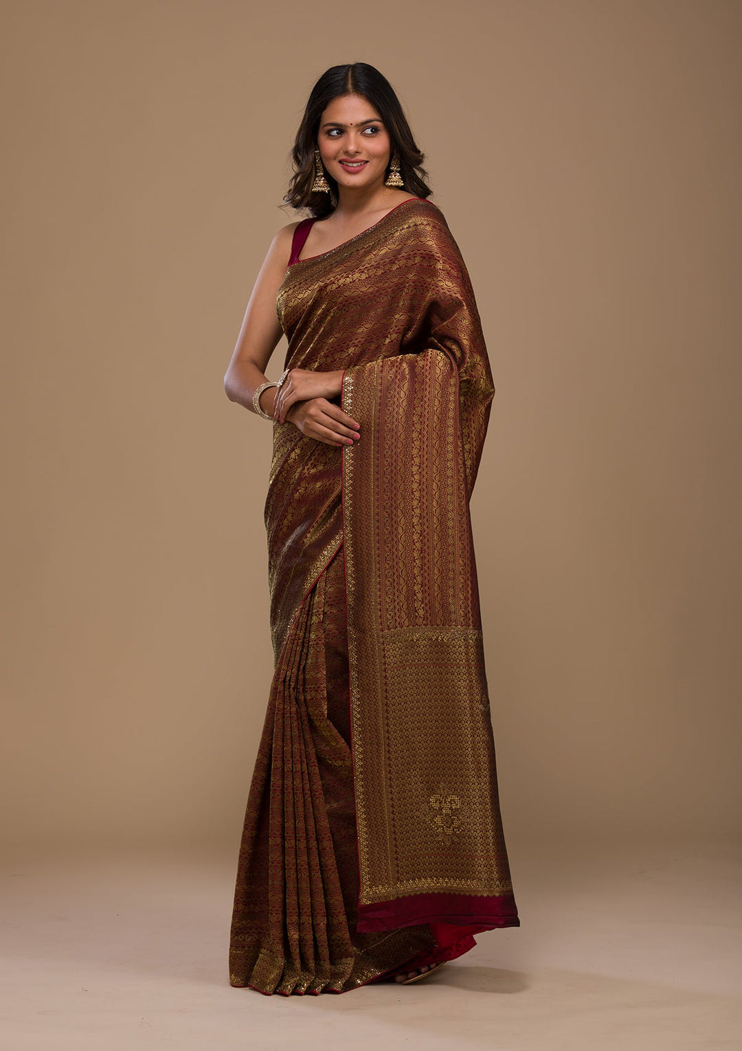 Maroon Zariwork Georgette Saree-Koskii