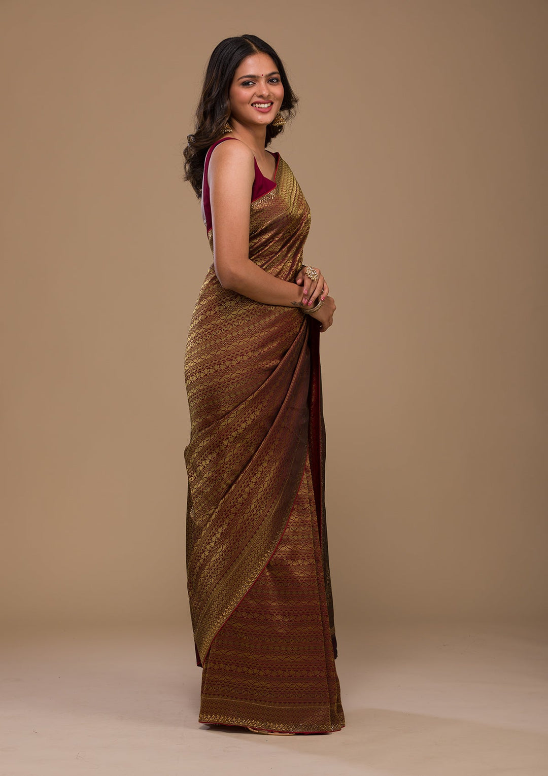 Maroon Zariwork Georgette Saree-Koskii