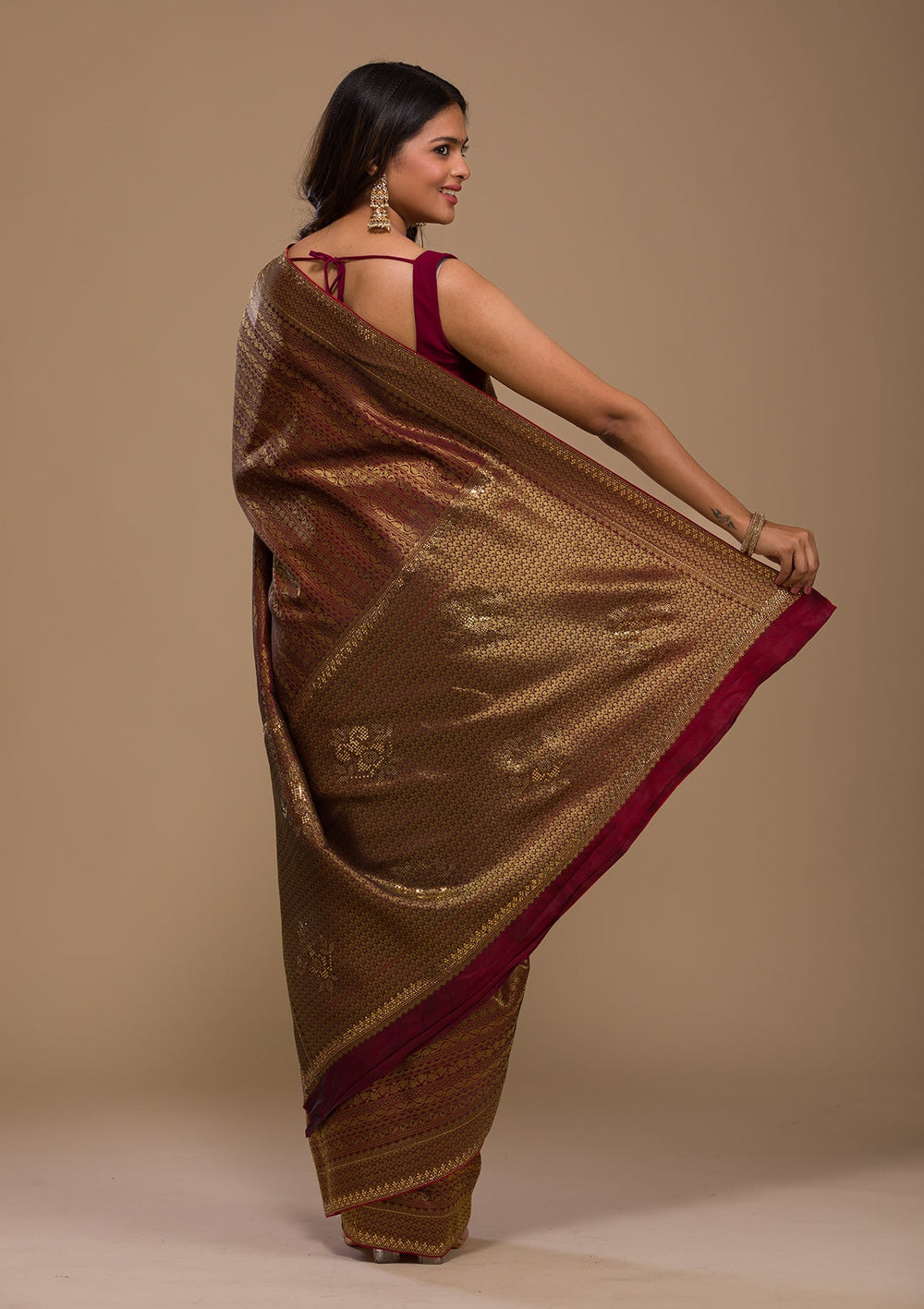 Maroon Zariwork Georgette Saree-Koskii