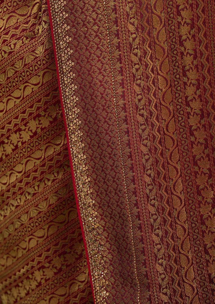 Maroon Zariwork Georgette Saree-Koskii