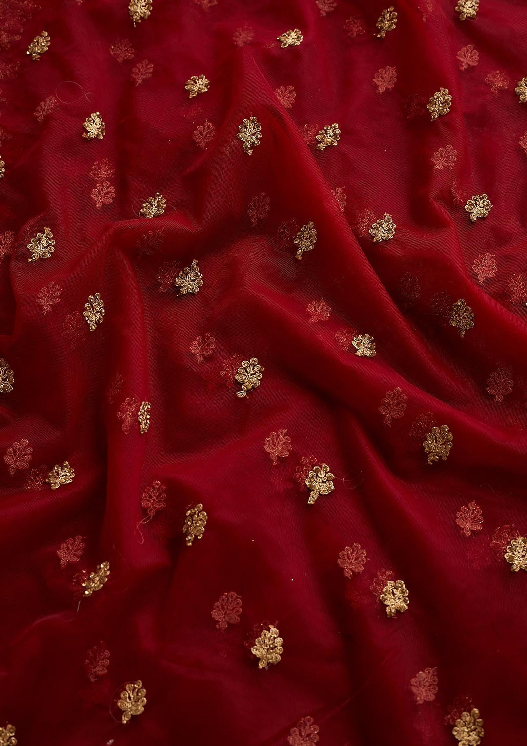 Maroon Zariwork Net Designer Dupatta - Koskii