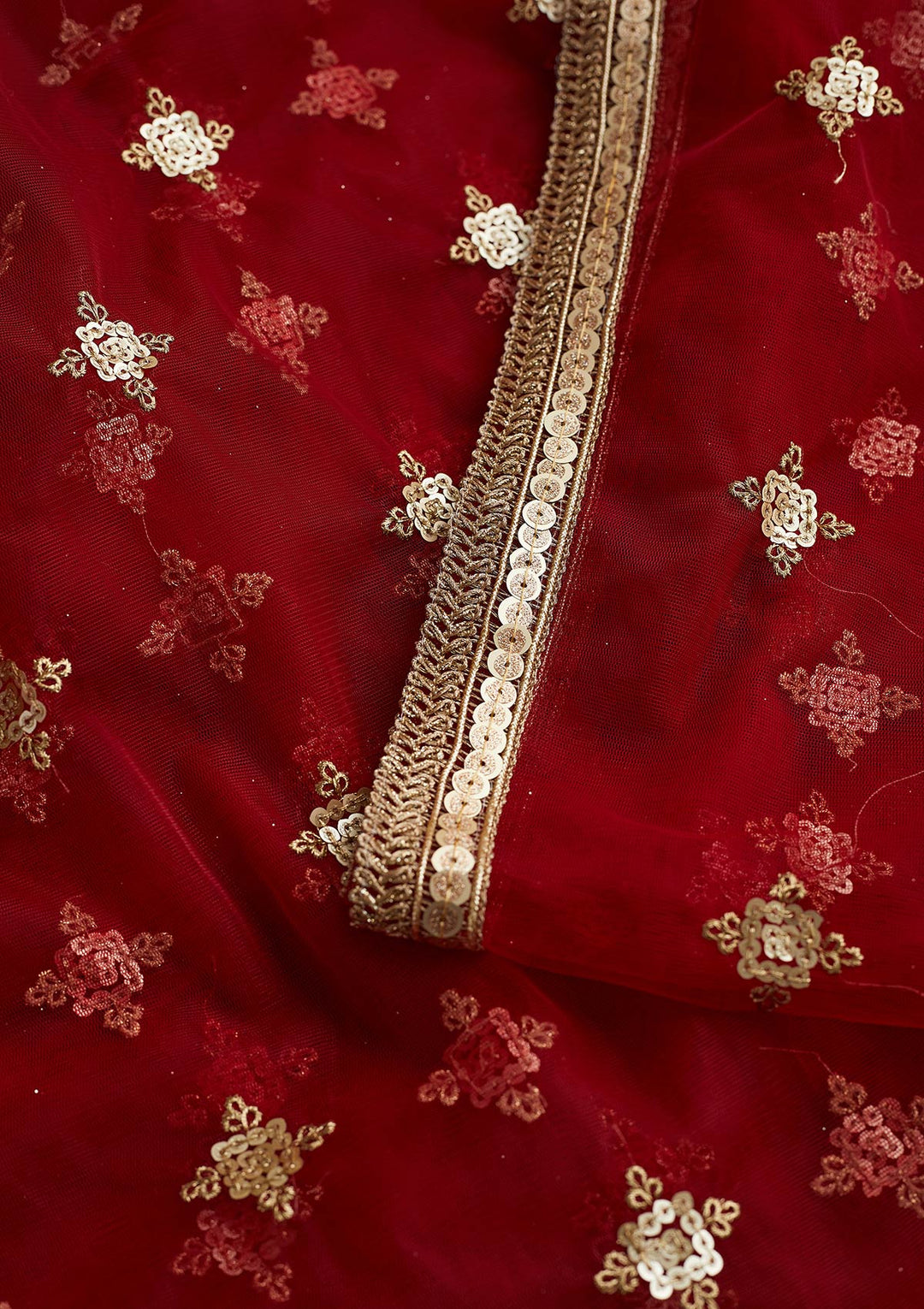 Maroon Zariwork Net Readymade Dupatta-Koskii