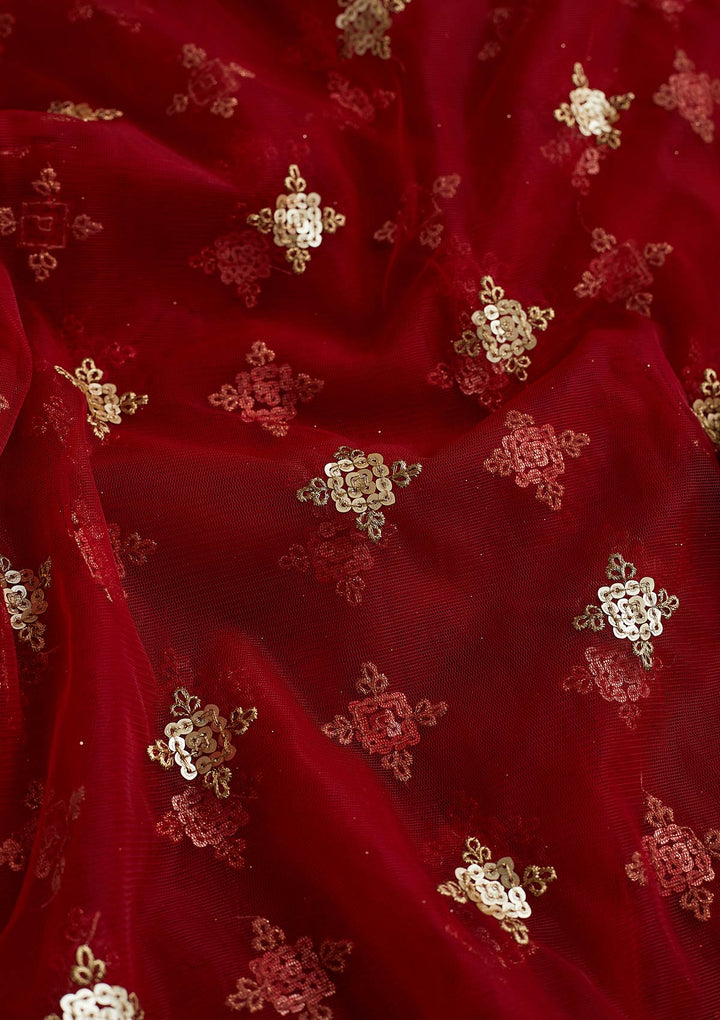 Maroon Zariwork Net Readymade Dupatta-Koskii