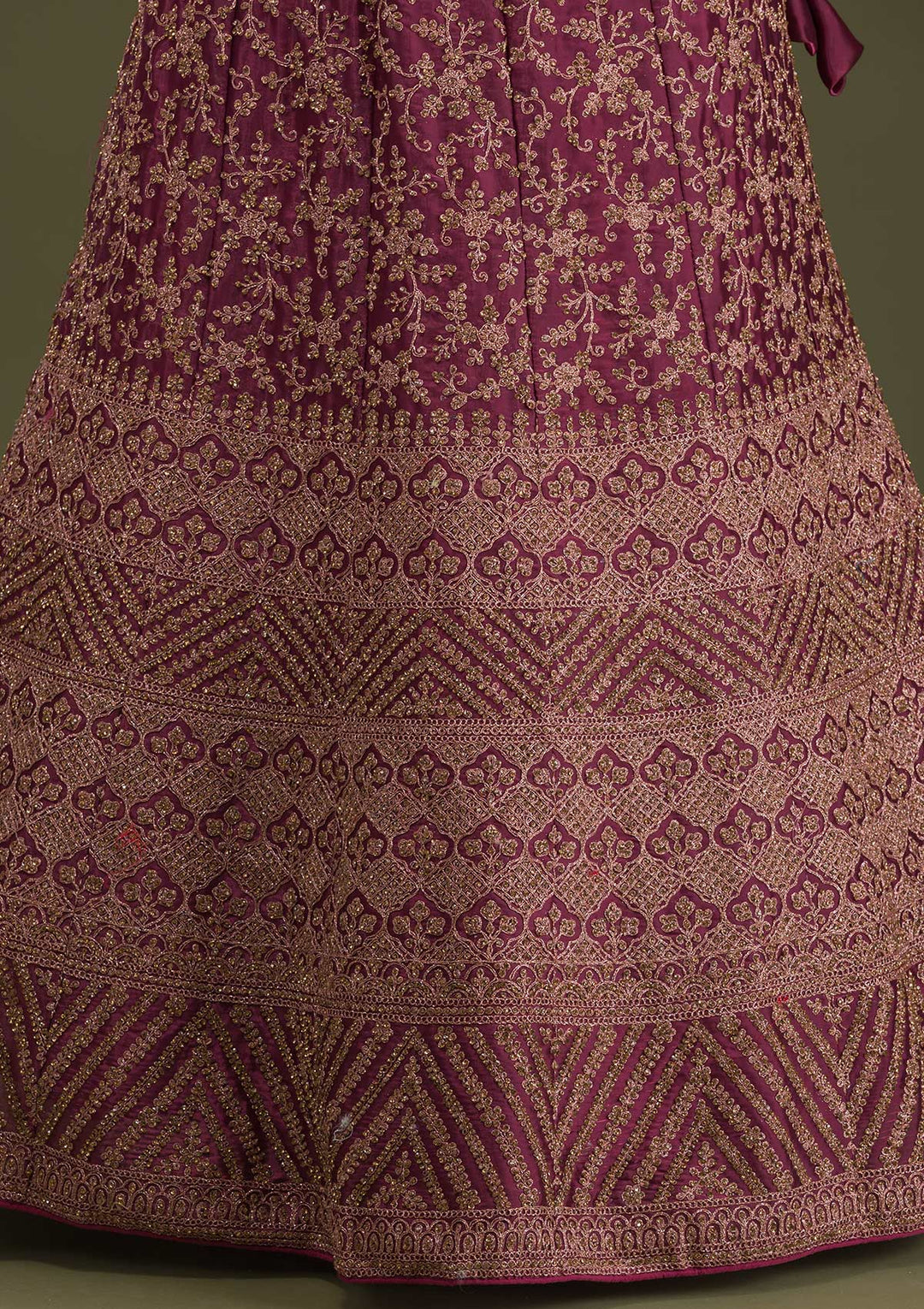 Maroon Zariwork Net Semi Stitched Lehenga-Koskii