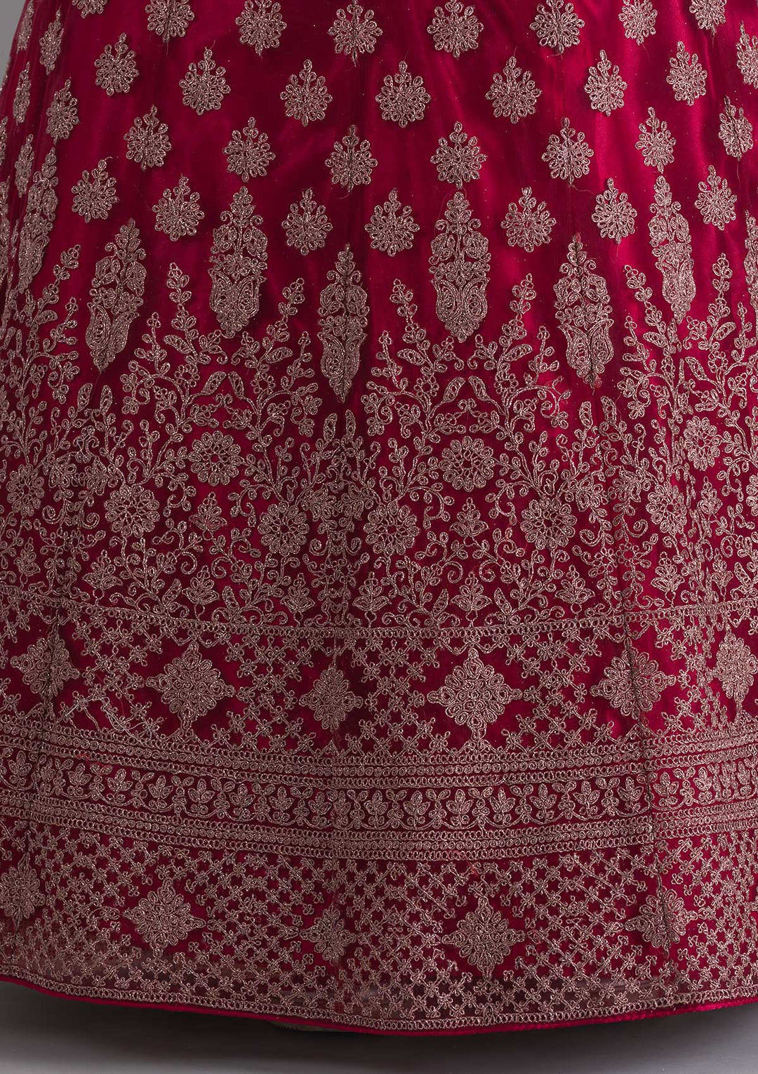 Maroon Zariwork Net Semi Stitched Lehenga-Koskii