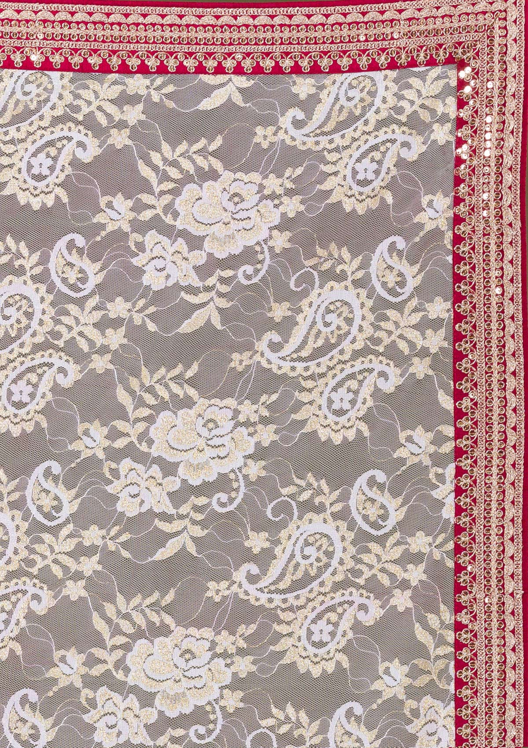 Maroon Zariwork Net Saree-Koskii