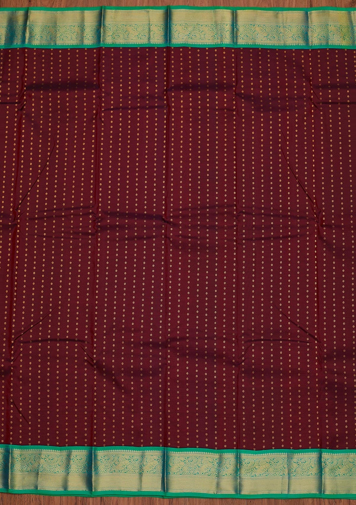 Maroon Zariwork Pure Silk Designer Unstitched Saree - Koskii