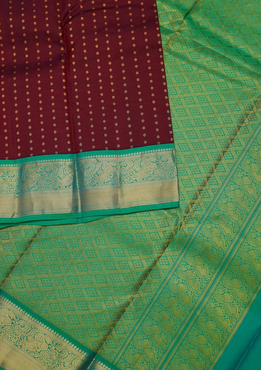 Maroon Zariwork Pure Silk Designer Unstitched Saree - Koskii