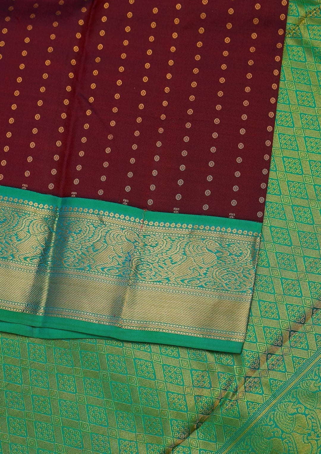 Maroon Zariwork Pure Silk Designer Unstitched Saree - Koskii