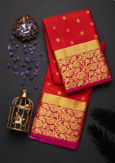 Maroon Zariwork Pure Silk Designer Saree - Koskii