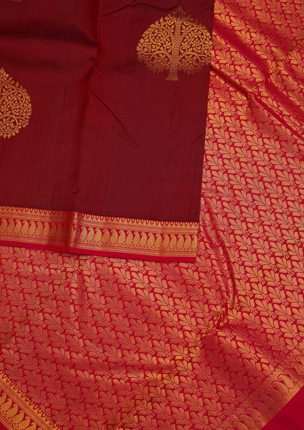 Maroon Zariwork Pure Silk Designer Saree - Koskii