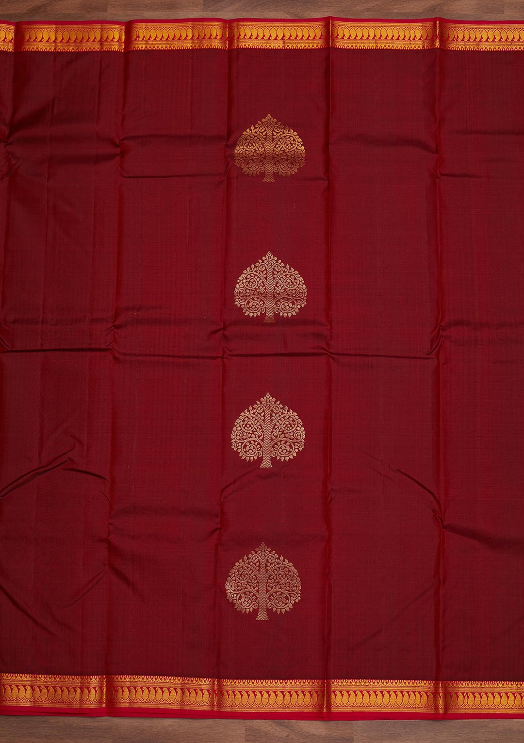 Maroon Zariwork Pure Silk Designer Saree - Koskii
