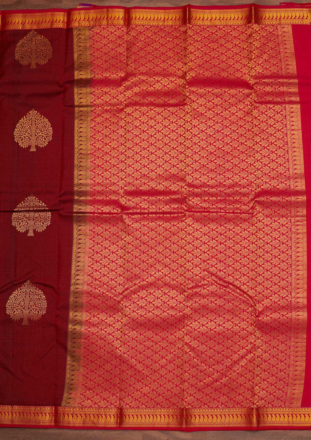 Maroon Zariwork Pure Silk Designer Saree - Koskii