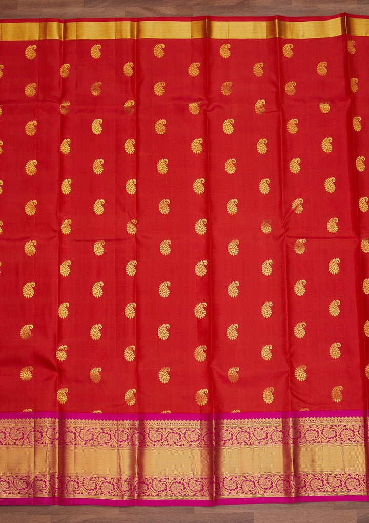 Maroon Zariwork Pure Silk Designer Saree - Koskii