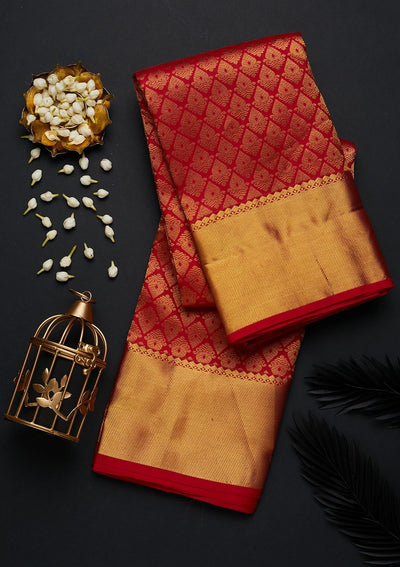 Maroon Zariwork Pure Silk Designer Saree - Koskii