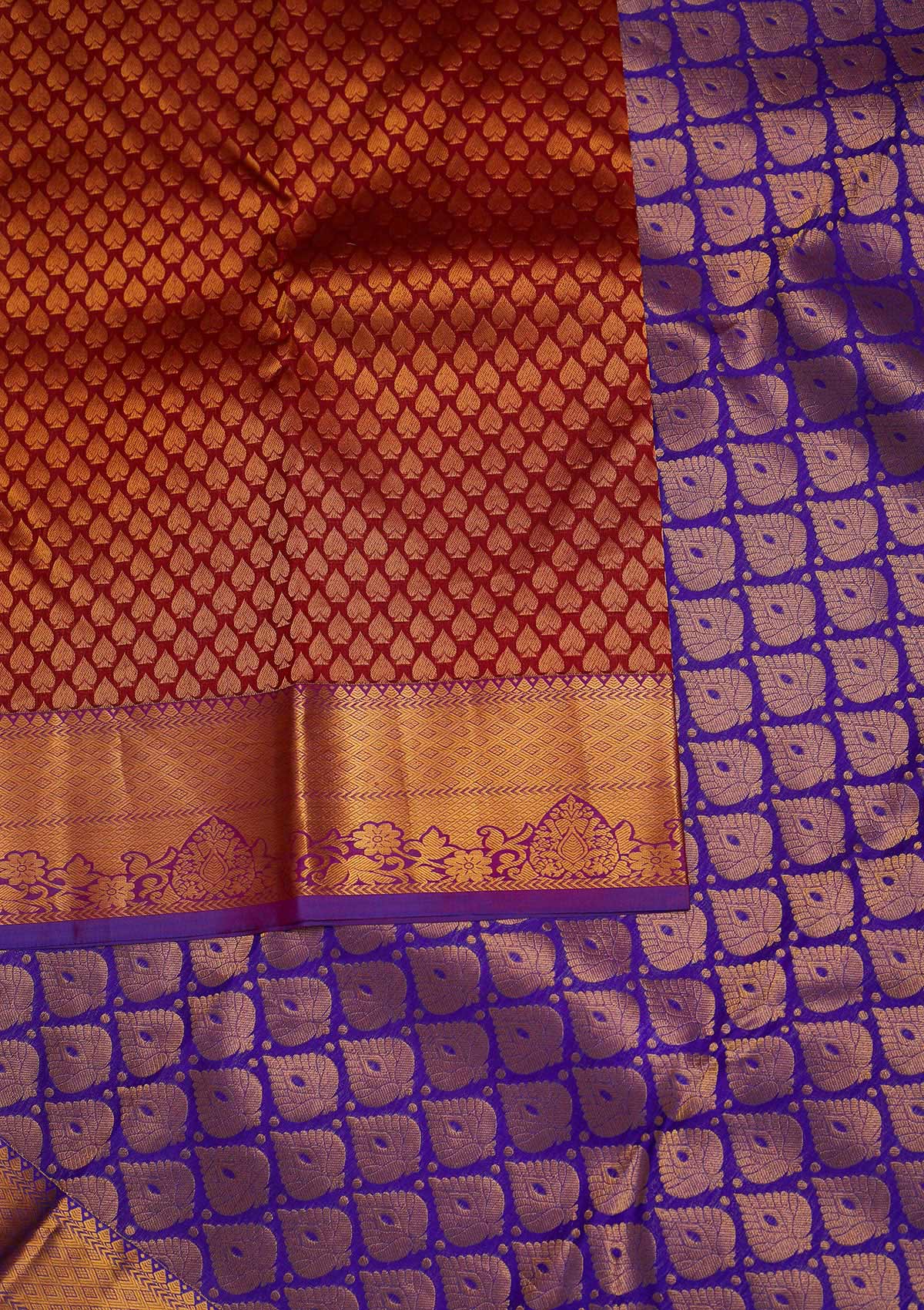 Maroon Zariwork Pure Silk Designer Saree - Koskii