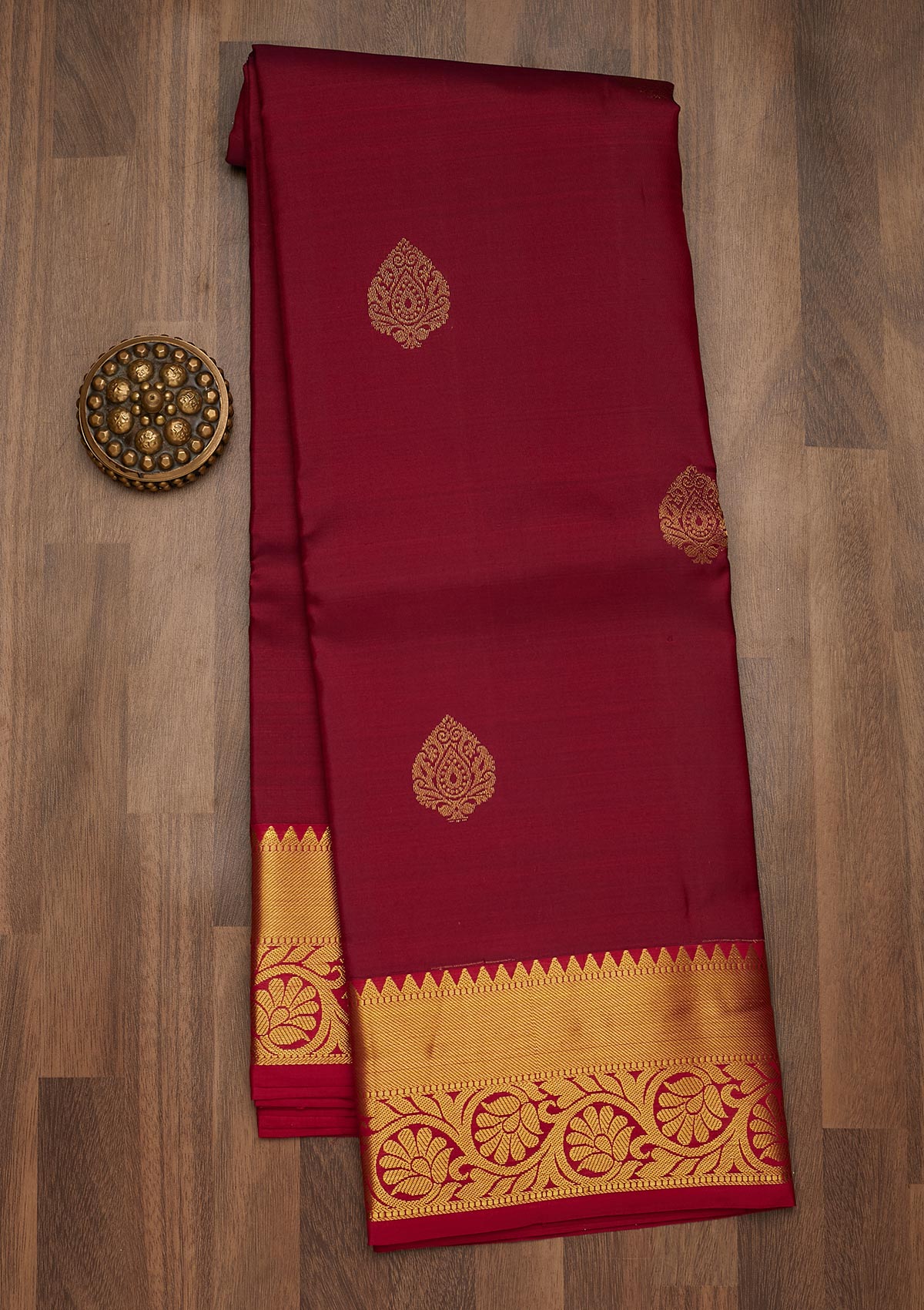 Maroon Zariwork Pure Silk Saree-Koskii