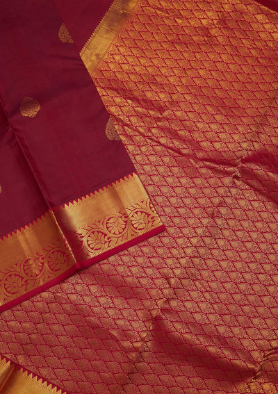 Maroon Zariwork Pure Silk Saree-Koskii