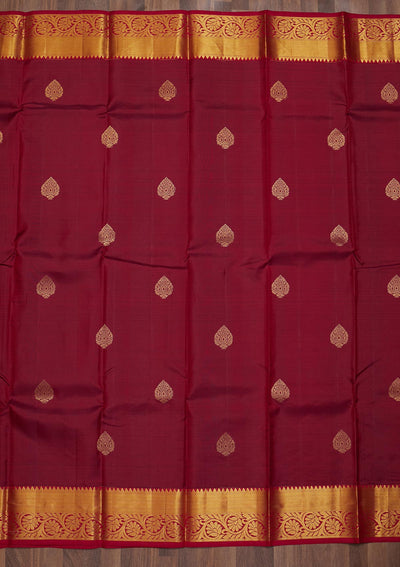 Maroon Zariwork Pure Silk Saree-Koskii