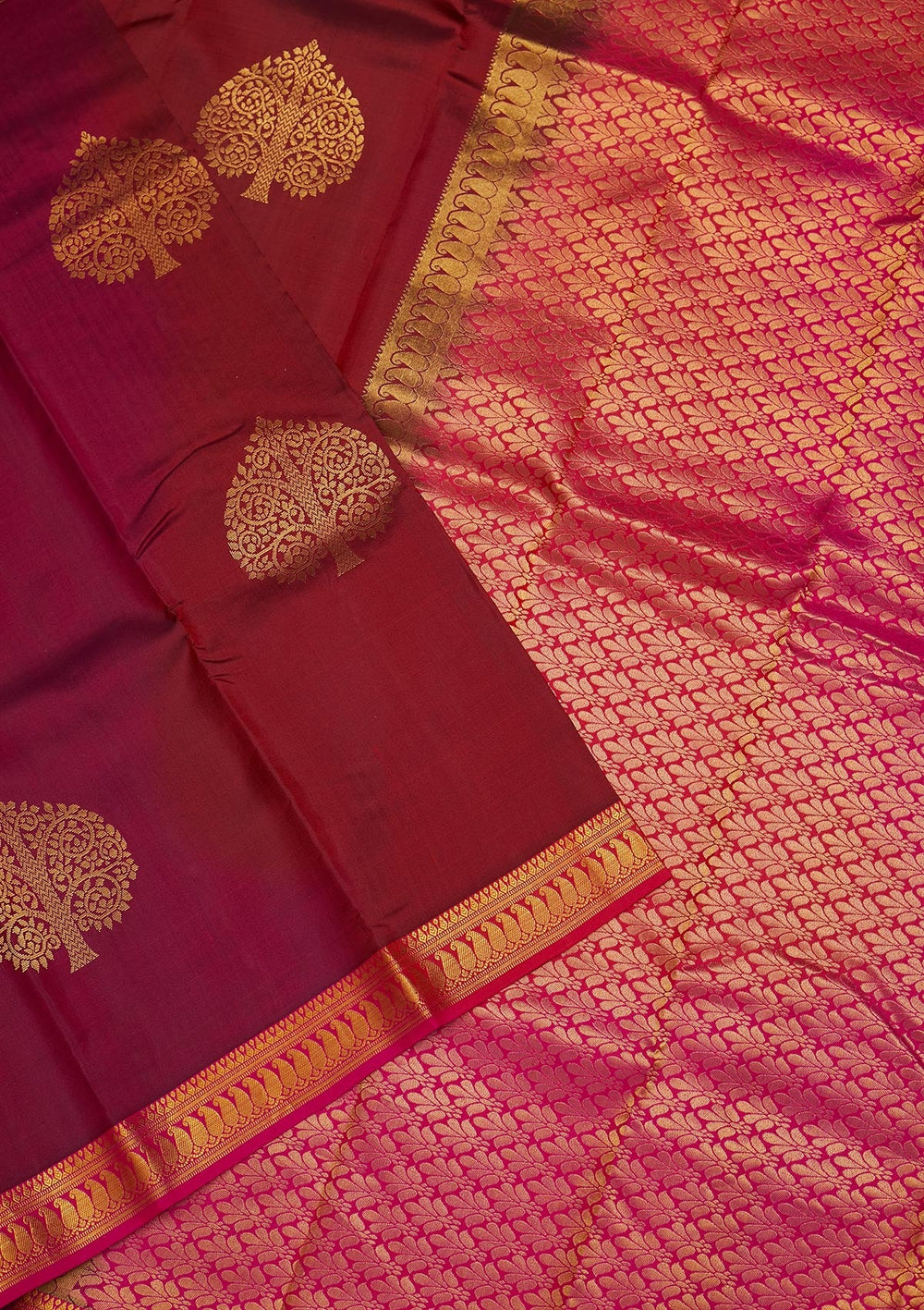 Maroon Zariwork Pure Silk Saree-Koskii