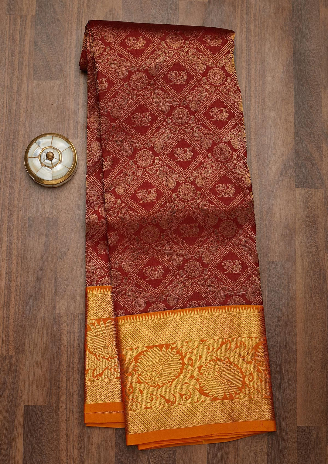 Maroon Zariwork Pure Silk Saree-Koskii