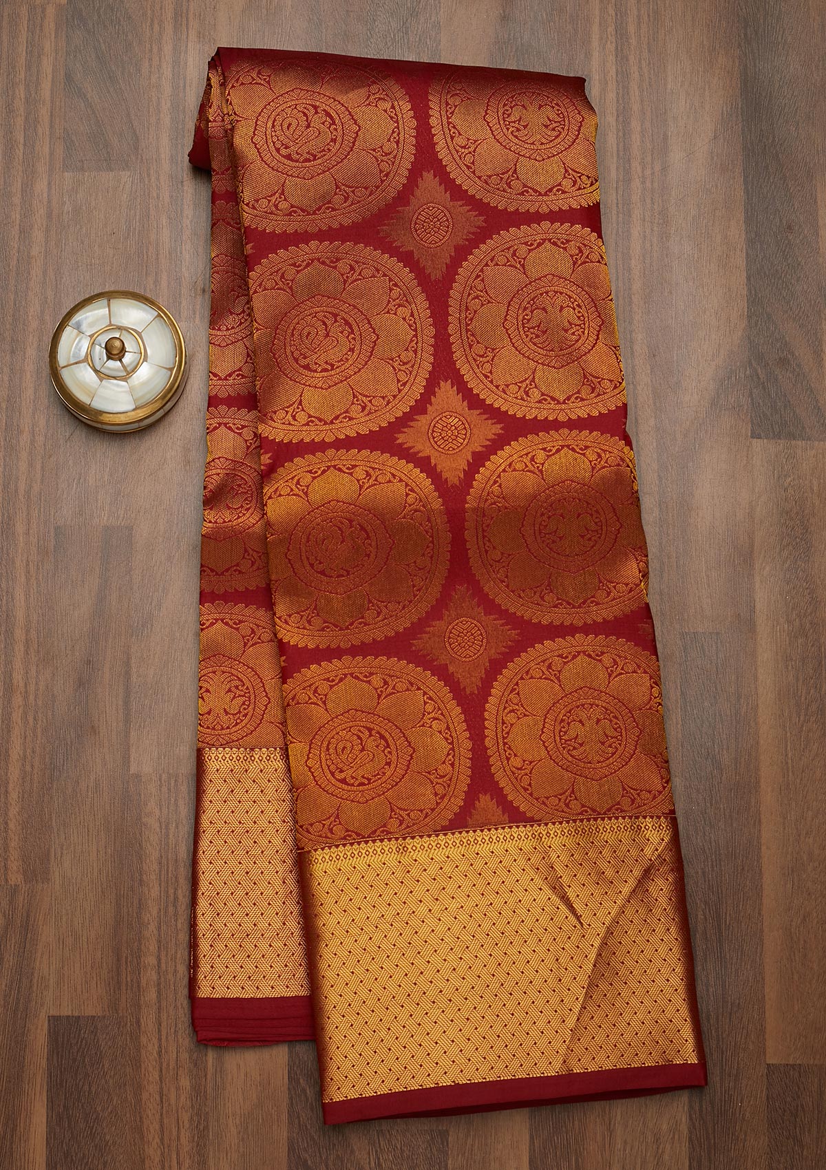 Maroon Zariwork Pure Silk Saree-Koskii