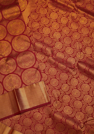 Maroon Zariwork Pure Silk Saree-Koskii