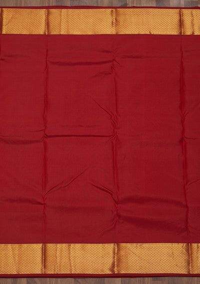 Maroon Zariwork Pure Silk Saree-Koskii