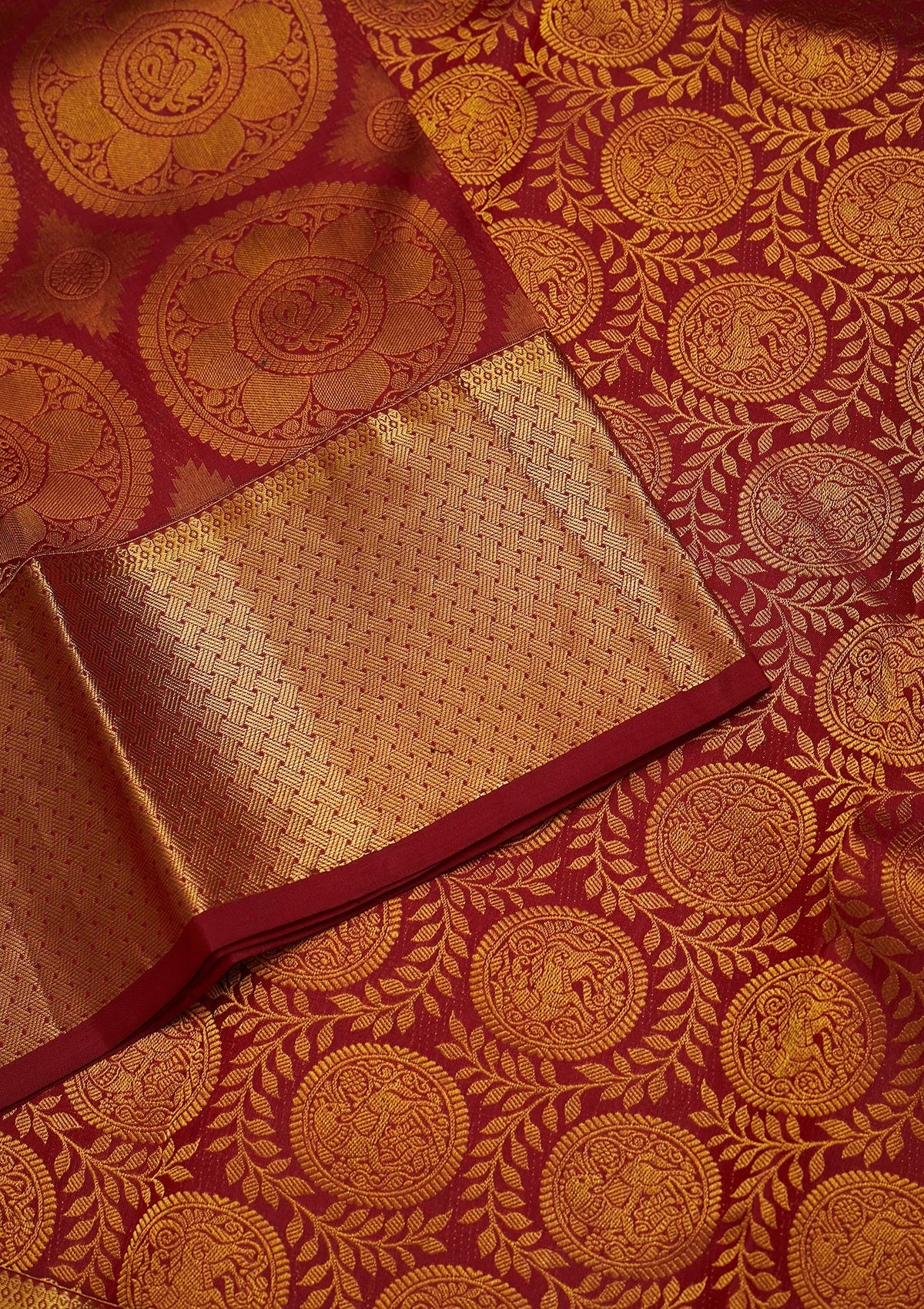 Maroon Zariwork Pure Silk Saree-Koskii