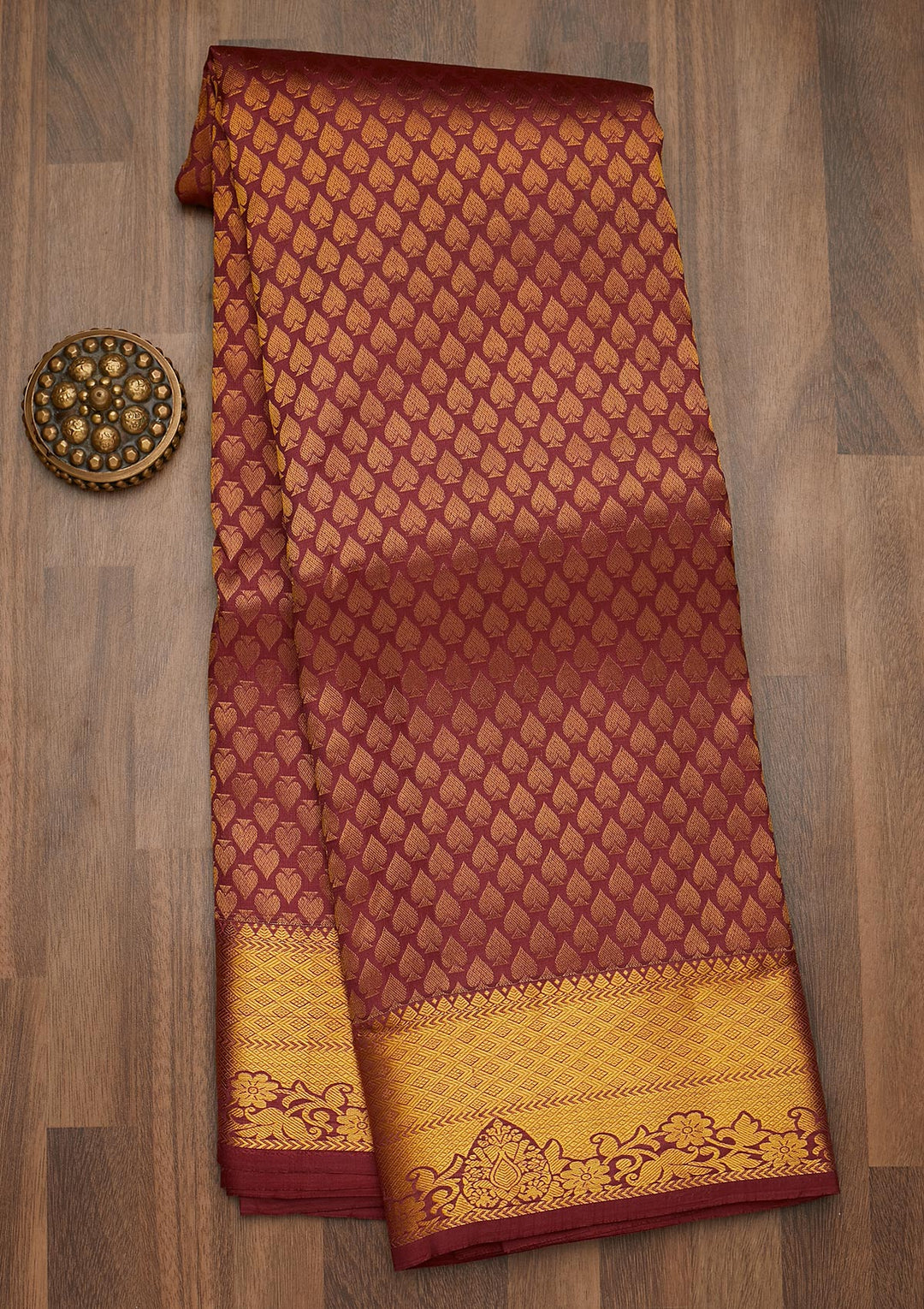 Maroon Zariwork Pure Silk Saree-Koskii