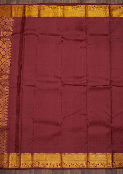 Maroon Zariwork Pure Silk Saree-Koskii