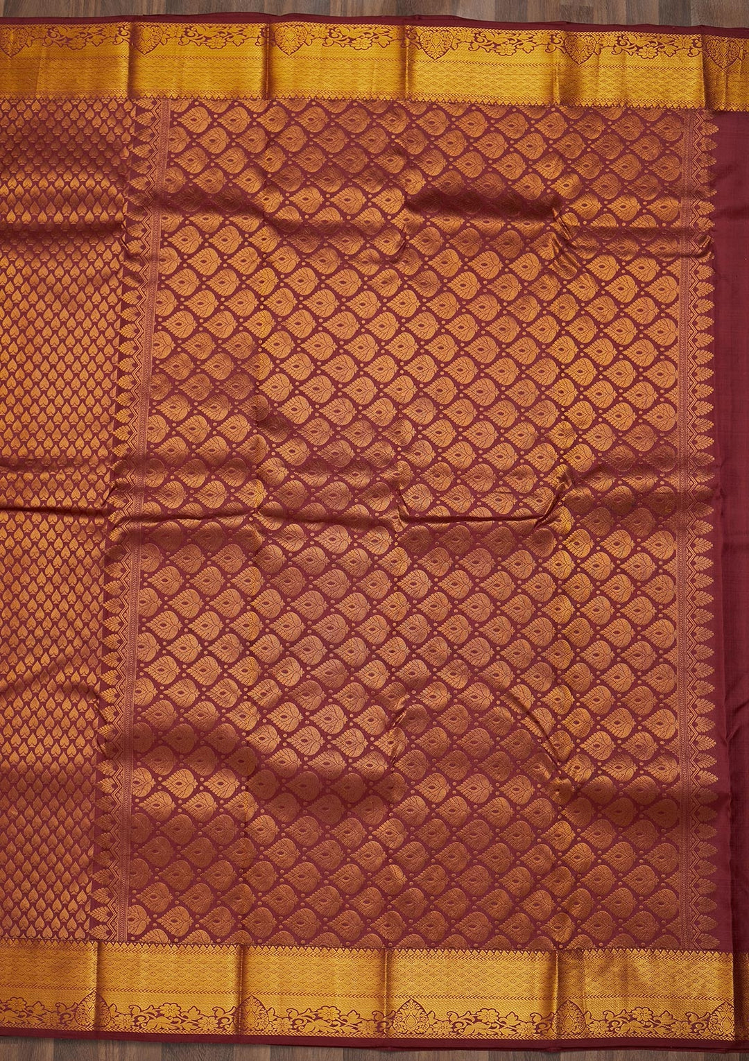 Maroon Zariwork Pure Silk Saree-Koskii