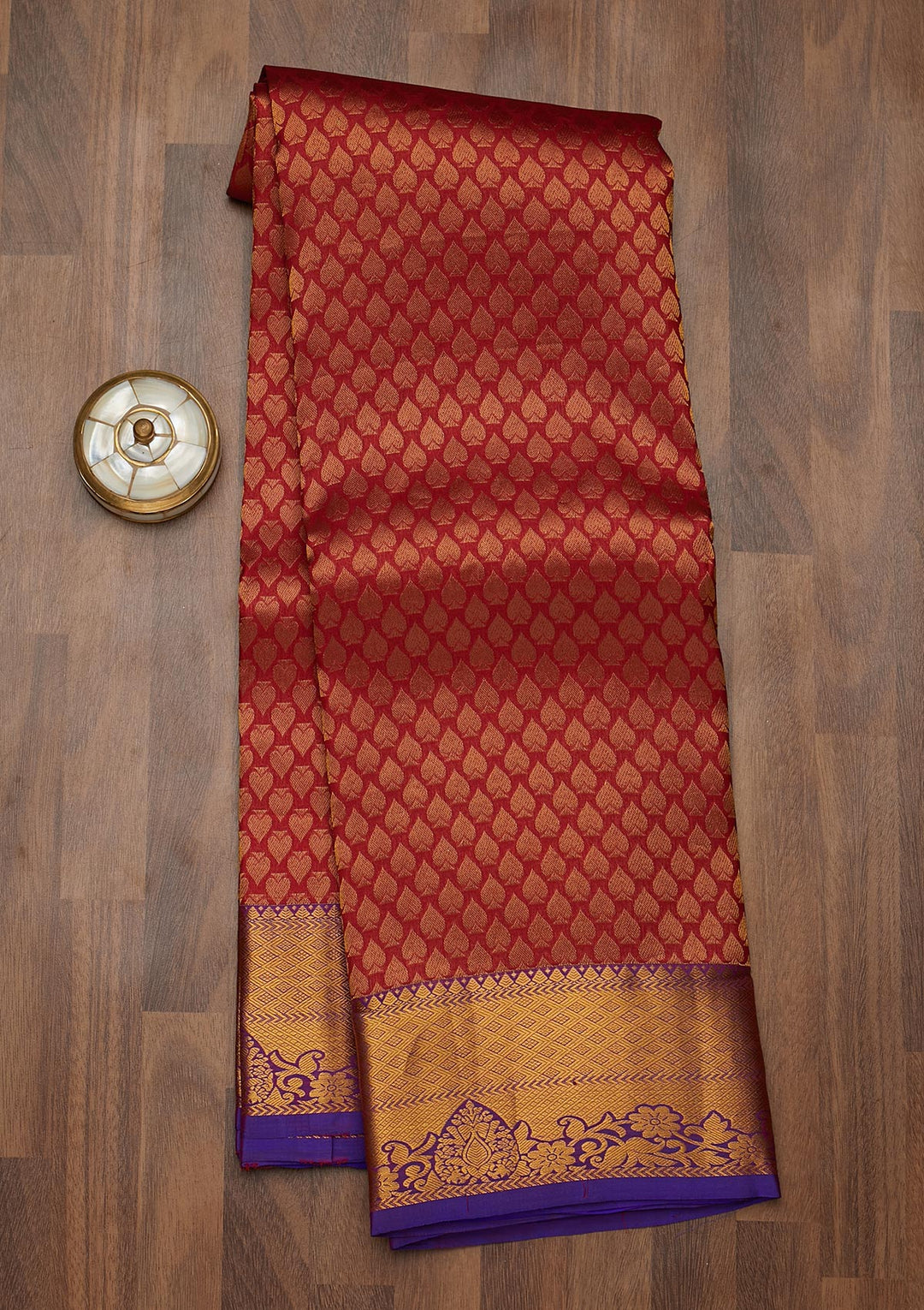 Maroon Zariwork Pure Silk Saree-Koskii
