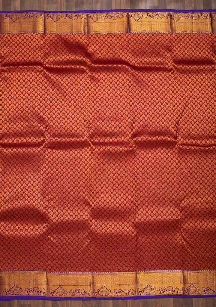 Maroon Zariwork Pure Silk Saree-Koskii