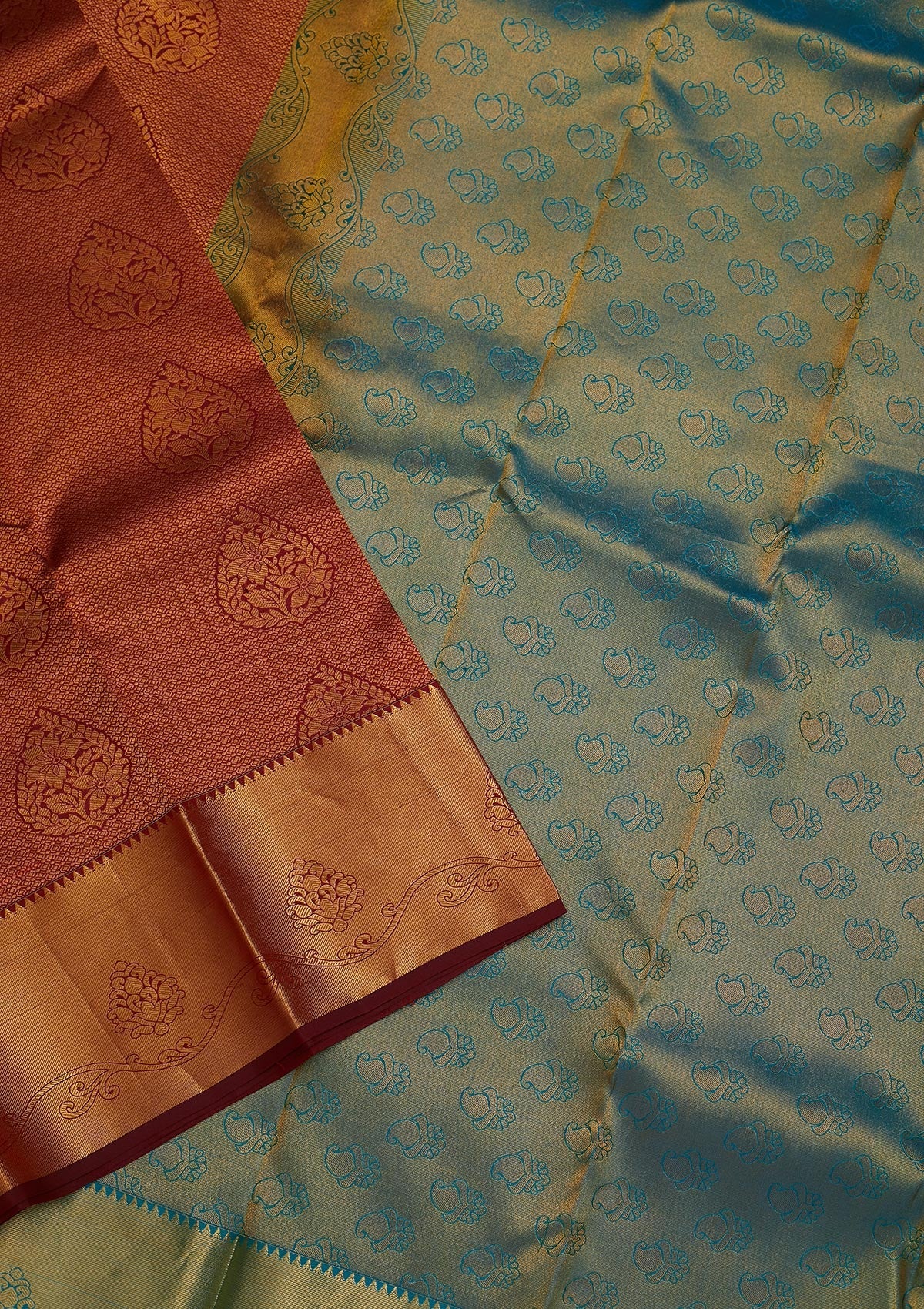 Maroon Zariwork Pure Silk Saree-Koskii