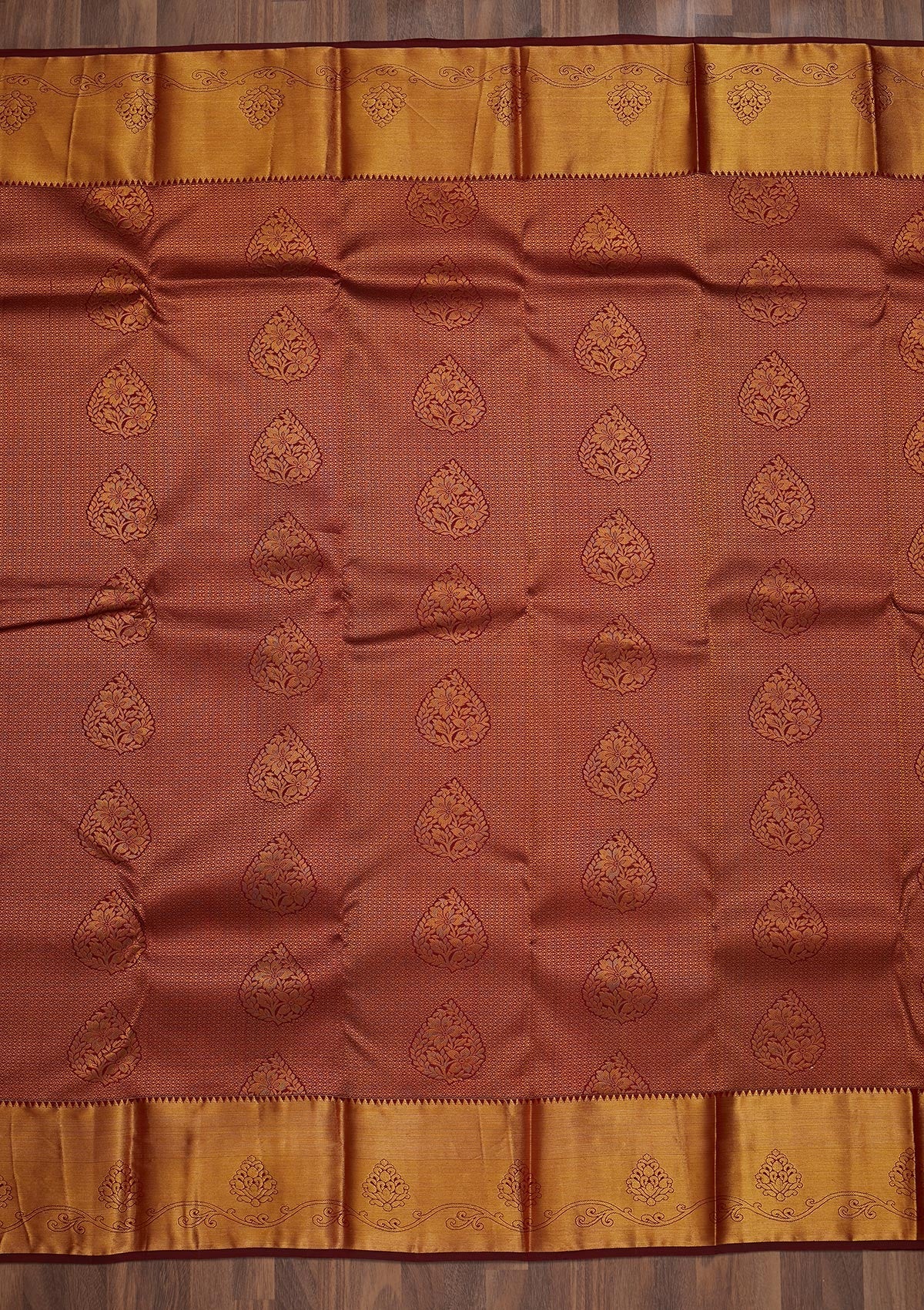 Maroon Zariwork Pure Silk Saree-Koskii