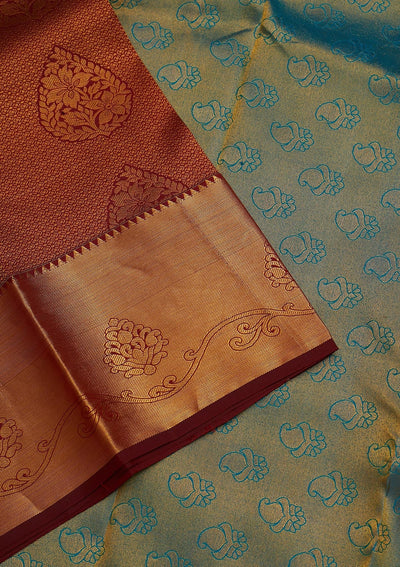 Maroon Zariwork Pure Silk Saree-Koskii