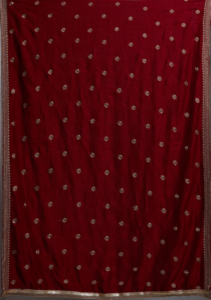 Maroon Zariwork Raw Silk Designer Salwar Suit-Koskii