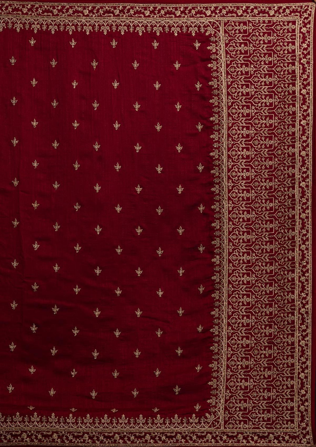 Maroon Zariwork Raw Silk Designer Saree - koskii