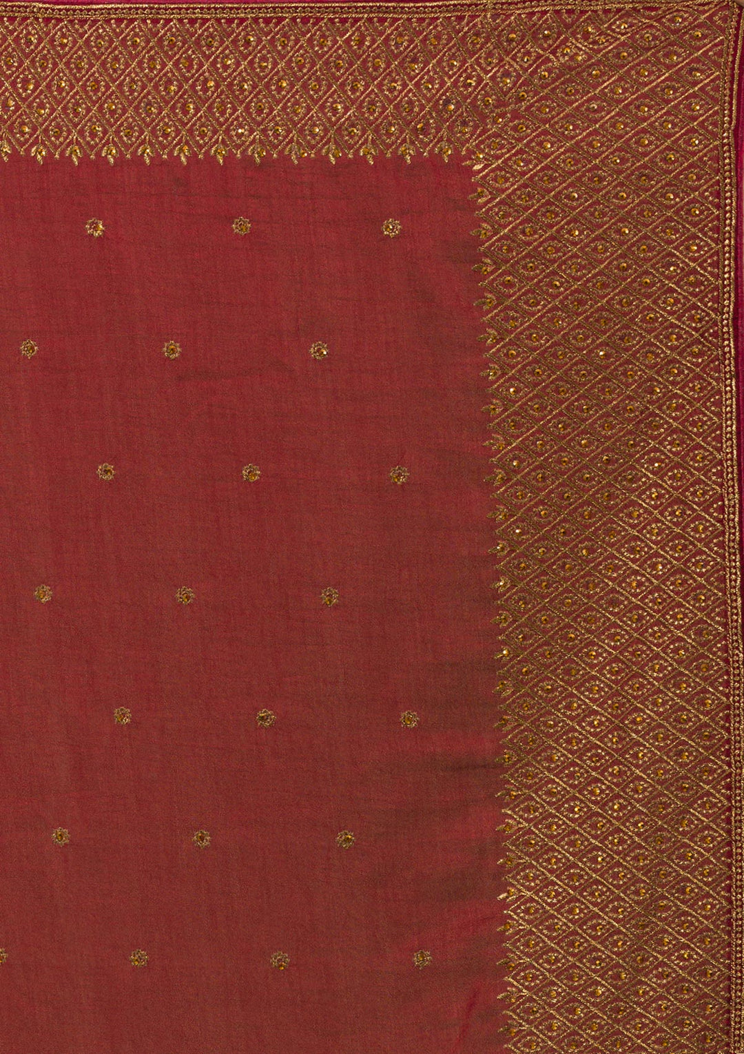 Maroon Zariwork Semi Crepe Designer Saree-Koskii