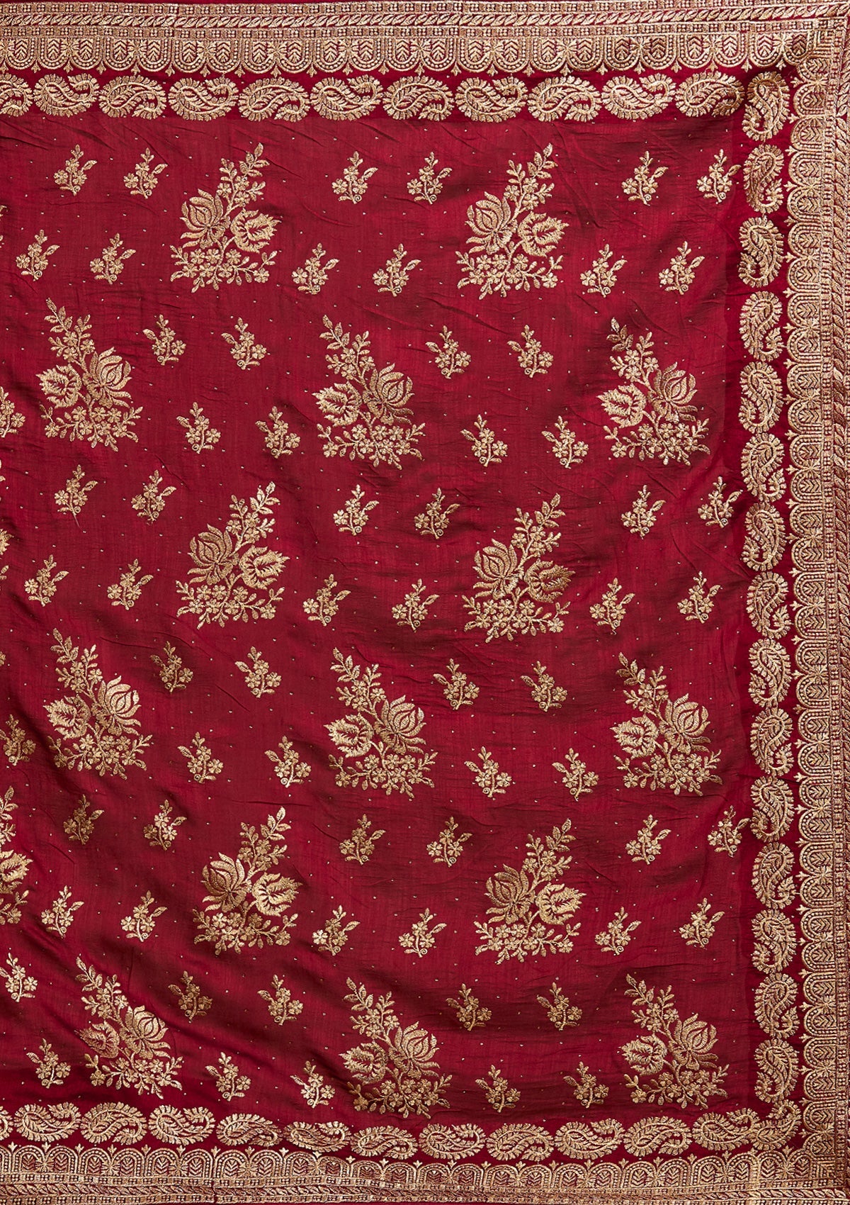 Maroon Zariwork Raw Silk Saree-Koskii