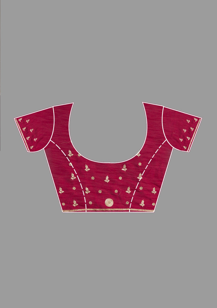 Maroon Zariwork Raw Silk Saree-Koskii