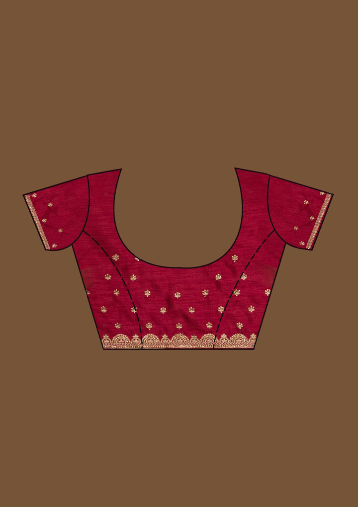 Maroon Zariwork Raw Silk Saree-Koskii