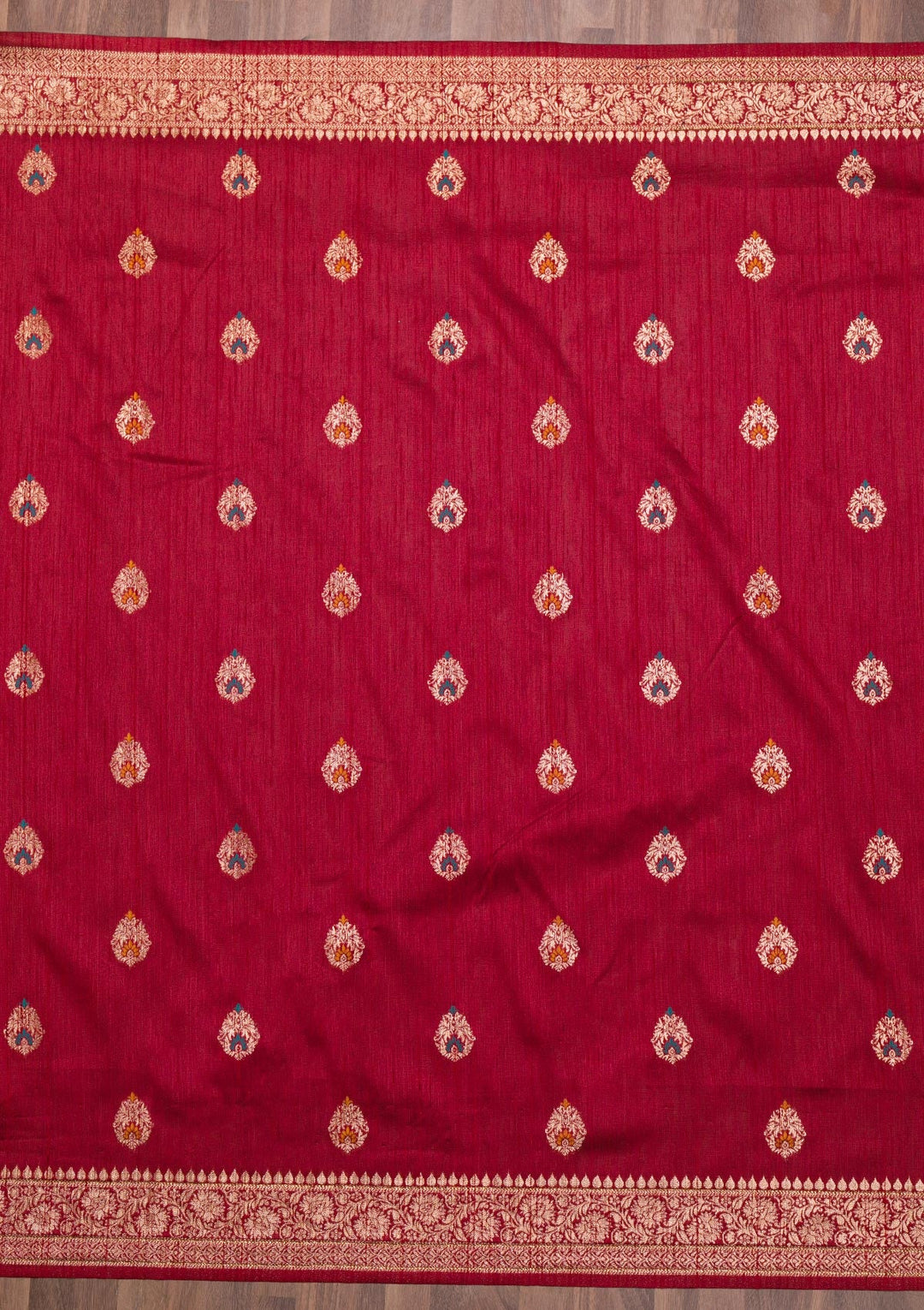 Maroon Zariwork Raw Silk Saree-Koskii