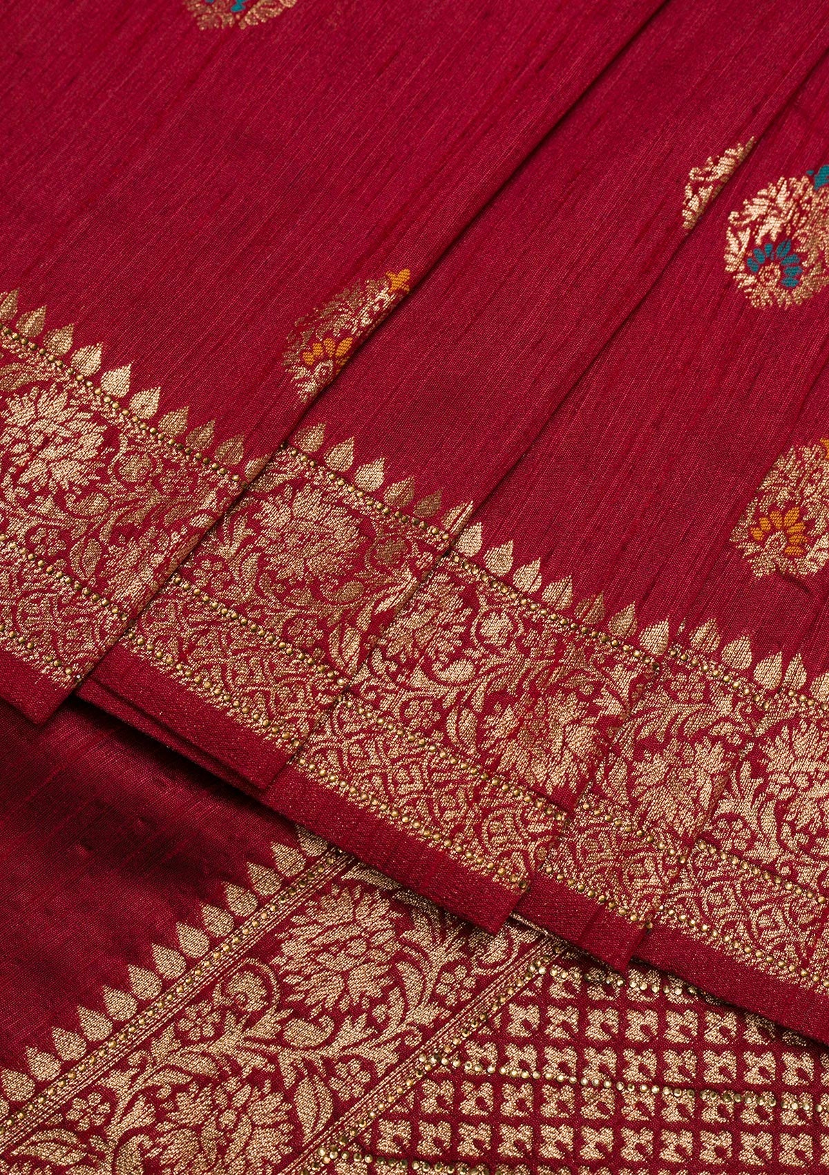 Maroon Zariwork Raw Silk Saree-Koskii